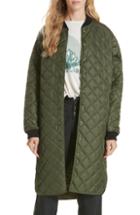 Women's The Great. Quilted Long Coat - Green