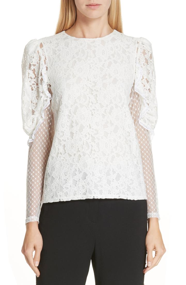 Women's See By Chloe Lace Leg Of Mutton Top Us / 34 Fr - White