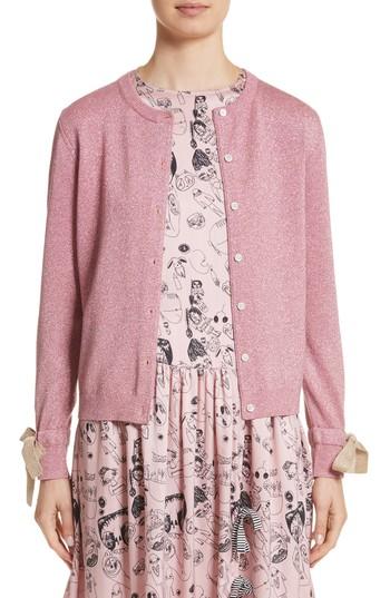 Women's Shrimps Lorna Tie Cuff Metallic Button Cardigan - Pink