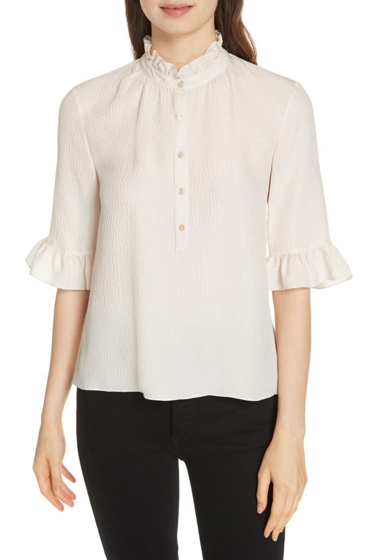 Women's Rebecca Taylor Silk Ruffle Top - Beige