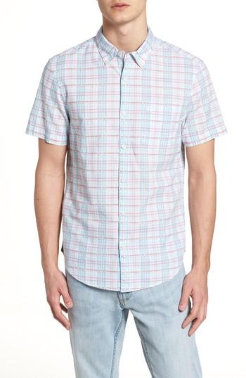 Men's Original Penguin Dobby Plaid Woven Shirt - White
