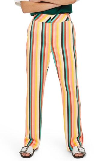 Women's Topshop Rainbow Stripe Wide Leg Trousers Us (fits Like 0-2) - Yellow