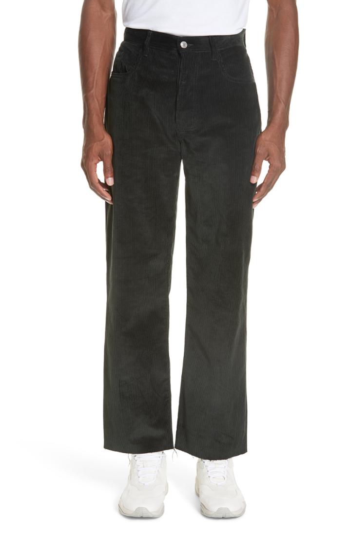 Men's Kenzo Straight Leg Cut Off Corduroy Pants - Green