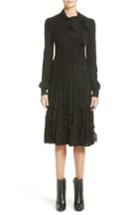 Women's Valentino Ruffle Skirt Wool Knit Dress - Black
