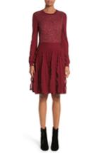 Women's Valentino Guipure Lace & Wool Knit Dress - Burgundy