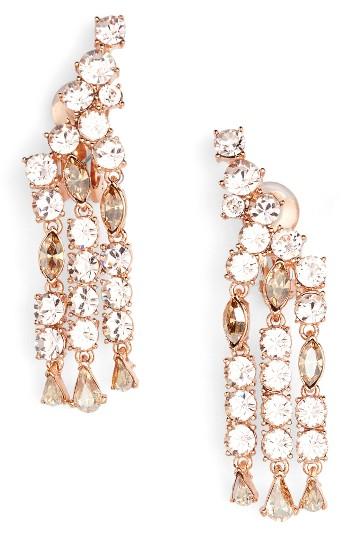 Women's Oscar De La Renta Crystal Fan Drop Earrings