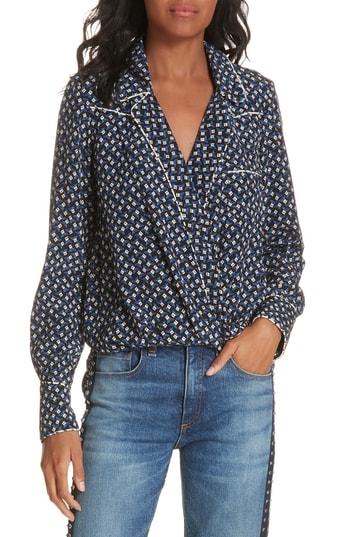 Women's Veronica Beard Worth Silk Blouse - Black