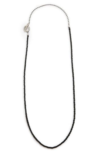Men's Title Of Work Leather & Sterling Silver Ball Chain Necklace