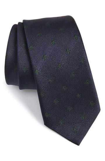 Men's Gucci New Alaie Embroidered Silk Tie, Size - Blue