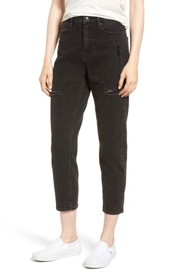 Women's A V Denim High Waist Crop Mom Jeans - Black