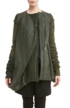 Women's Rick Owens Knit Sleeve Waxed Cotton Jacket Us / 38 It - Green