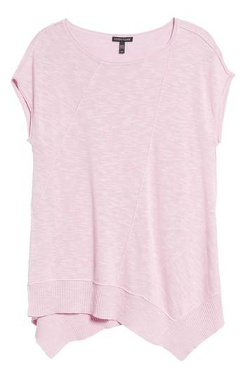 Women's Eileen Fisher Cap Sleeve Organic Linen & Cotton Scoop Neck Top, Size - Pink