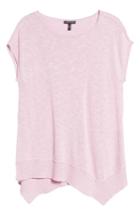 Women's Eileen Fisher Cap Sleeve Organic Linen & Cotton Scoop Neck Top, Size - Pink