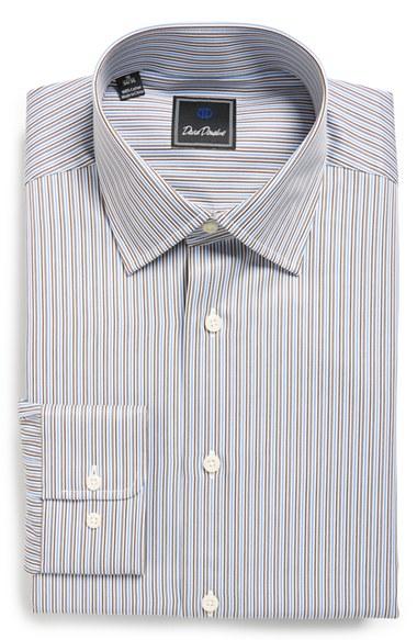 Men's David Donahue Regular Fit Stripe Dress Shirt .5 32/33 - Blue
