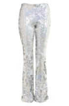 Women's Topshop Premium Sequin Flare Leg Trousers Us (fits Like 10-12) X - Metallic