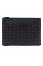 Mcm 'heritage' Convertible Coated Canvas Zip Pouch - Black