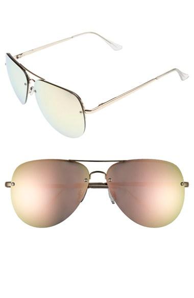 Women's Quay Australia 'muse' 65mm Mirrored Aviator Sunglasses - Gold/ Pink