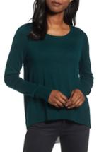 Women's Halogen Woven Back Sweater, Size - Green