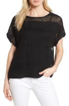 Women's Eileen Fisher Organic Linen Blend Sheer Stripe Sweater - Black
