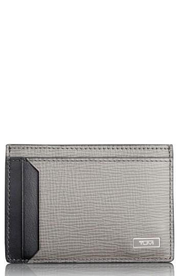 Men's Tumi Monaco Leather Rfid Money Clip Card Case - Grey