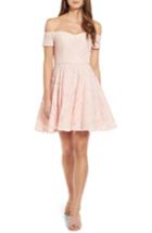 Women's Soprano Lace Off The Shoulder Fit & Flare Dress - Pink