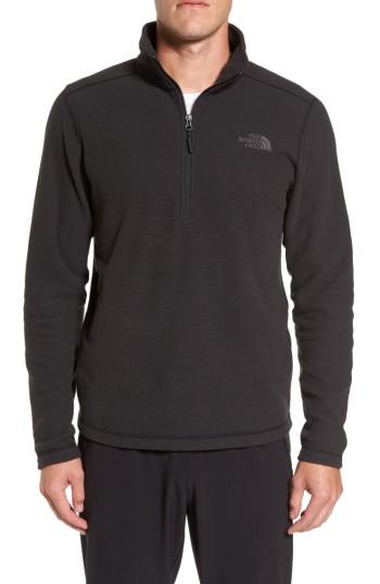 Men's The North Face Texture Cap Rock Quarter Zip Fleece Jacket - Black