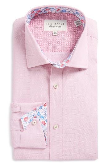 Men's Ted Baker London Elias Trim Fit Diamond Dress Shirt .5 32/33 - Pink