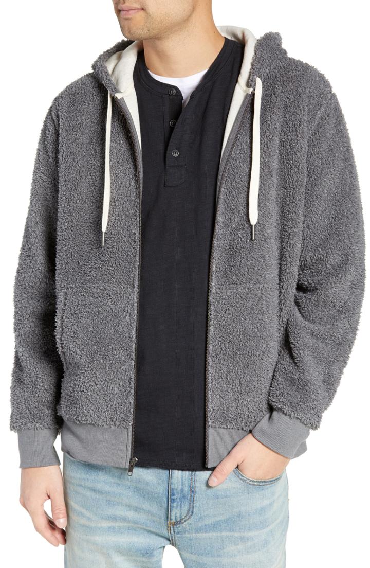 Men's Treasure & Bond Faux Shearling Hoodie - Grey