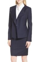 Women's Boss Jutali Windowpane Wool Suit Jacket - Blue