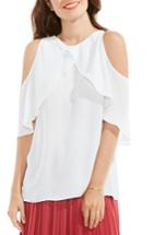 Women's Vince Camuto Cold Shoulder Ruffled Blouse - White