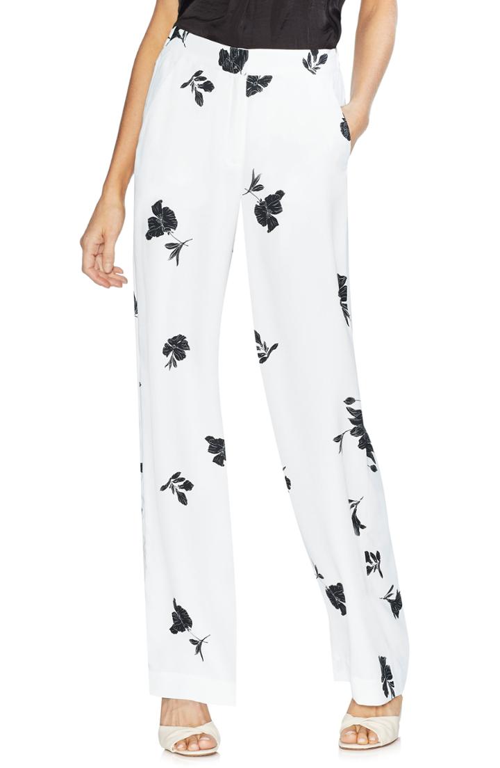 Women's Vince Camuto Floral Print Wide Leg Pants - Ivory