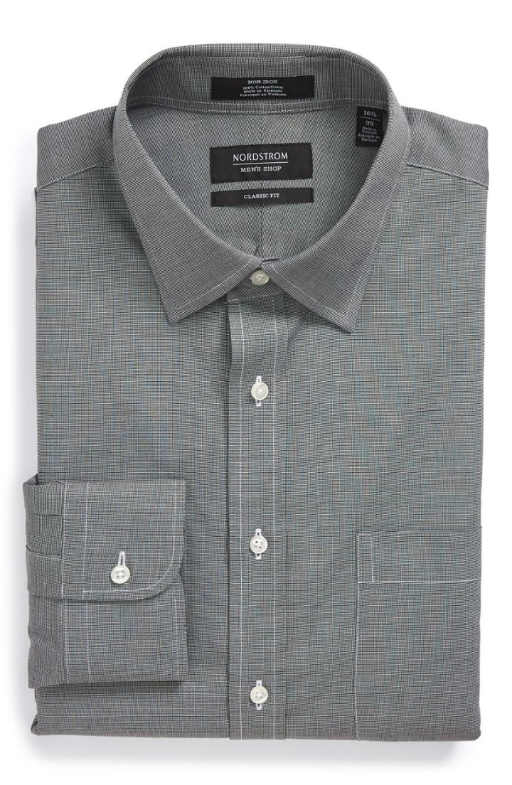 Men's Nordstrom Men's Shop Classic Fit Non-iron Solid Dress Shirt - 33 - Grey