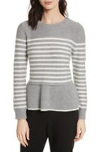 Women's Kate Spade New York Stripe Peplum Sweater - Grey