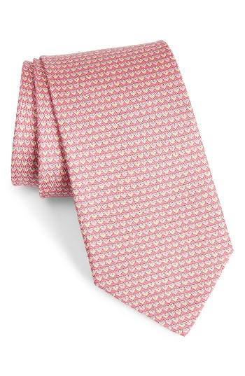 Men's Salvatore Ferragamo Heart Print Silk Tie, Size - Pink