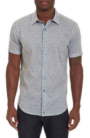 Men's Robert Graham Downey Geo Print Short Sleeve Sport Shirt - White