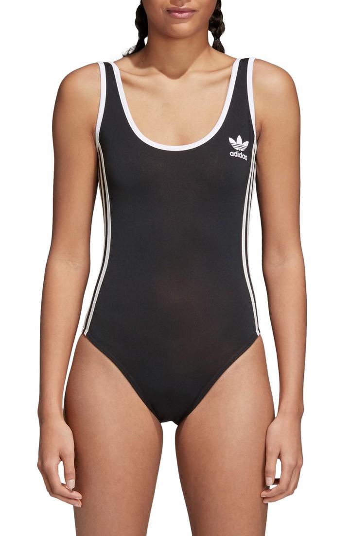 Women's Adidas 3-stripes Bodysuit - Black