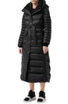 Women's Burberry Kington Faux Fur Trim Long Down Coat, Size - Black