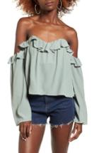Women's 4si3nna Ruffle Off The Shoulder Blouse - Green
