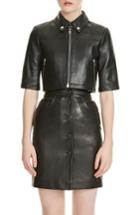 Women's Maje Brittany Crop Leather Jacket - Black