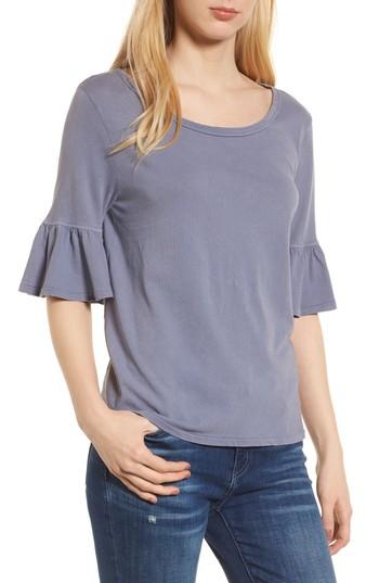 Women's Splendid Ruffle Sleeve Knit Top - Purple