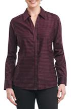 Women's Foxcroft Ellen Non-iron Stripe Sateen Shirt - Burgundy