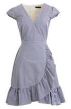 Women's J.crew Faux Wrap Gingham Cotton Poplin Minidress - Blue