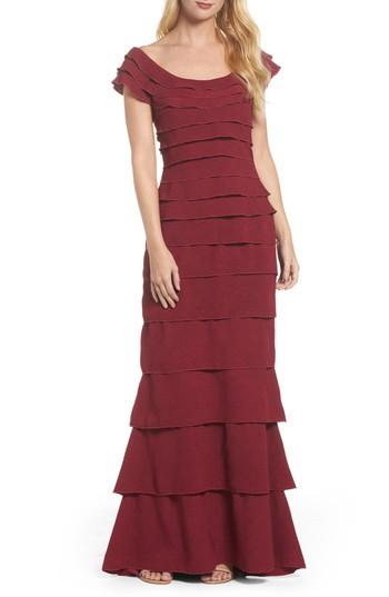 Women's Tadashi Shoji Tiered Crepe Gown