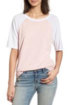 Women's Treasure & Bond Half Sleeve Baseball Tee, Size - Pink