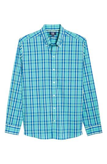 Men's Cutter & Buck Carter Plaid Performance Sport Shirt, Size - Yellow