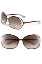 Tom Ford 'carla' 66mm Oversized Round Metal Sunglasses Brown/