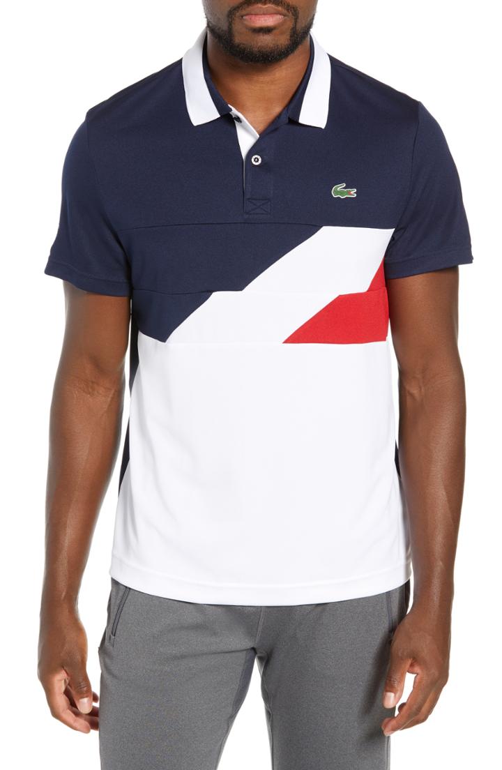 Men's Lacoste Sport Regular Fit Colorblock Tech Pique Polo (s) - Blue