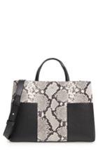 Tory Burch Block-t Snake Embossed Leather Tote - Black