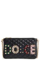 Dolce & Gabbana Studded Logo Patch Leather And Genuine Snakeskin Bag - Black