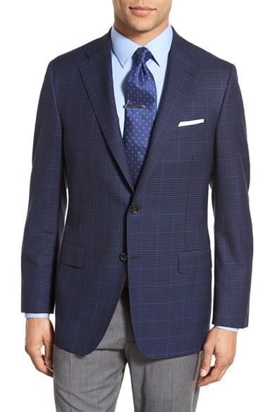 Men's Hickey Freeman Classic Fit Check Wool Sport Coat R - Blue